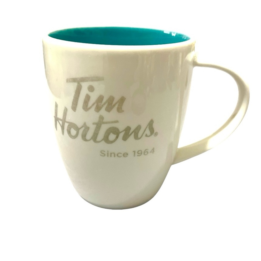 Tim Hortons Mug – Classic White & Teal Ceramic – Since 1964 – Collectible